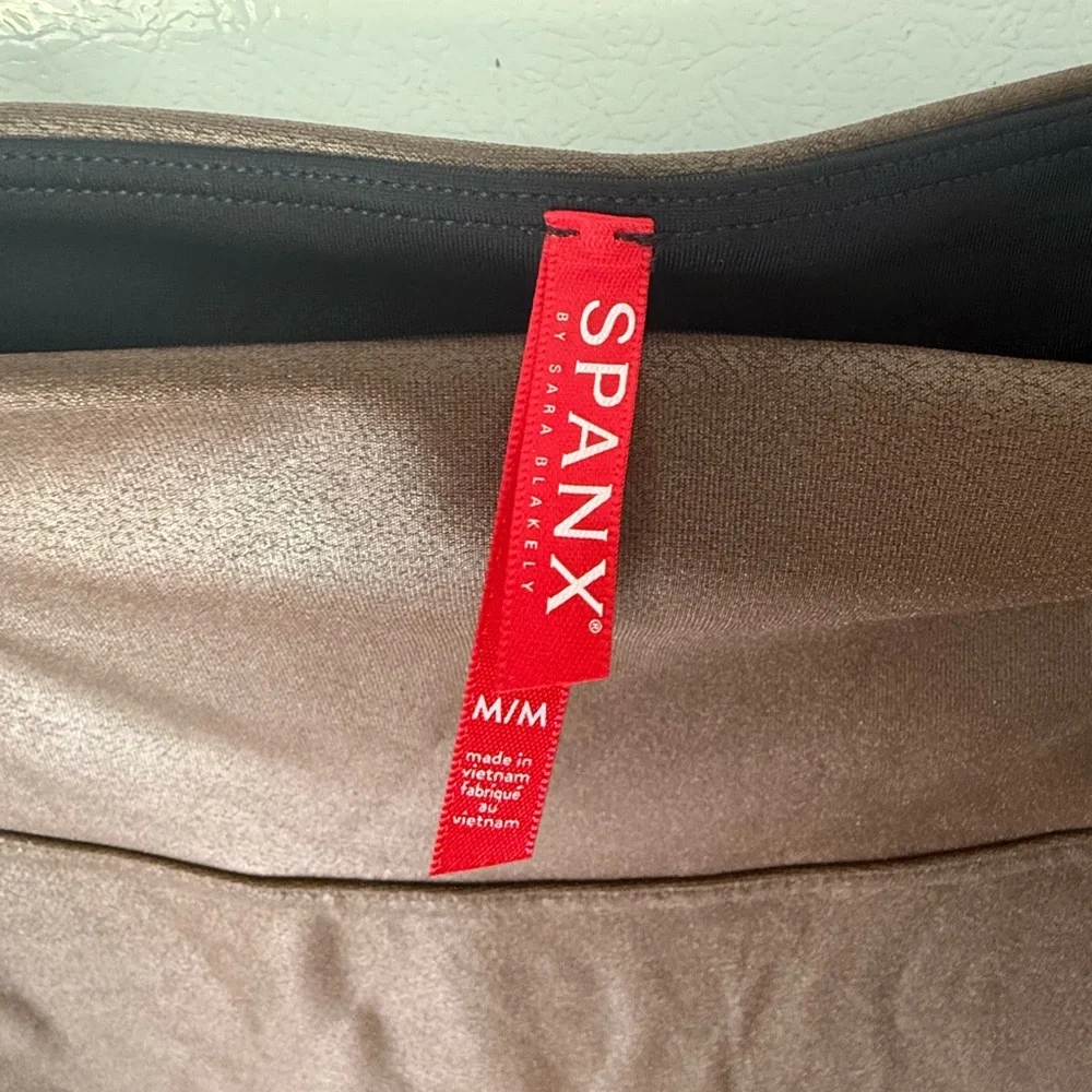 SPANX Brown Faux Leather-Look Leggings